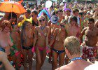 Horny Crowd Getting In Touch With Topless Cute Babes